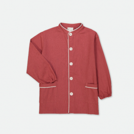 Tablier d'école pour garçon à col mao grenat de la marque Le Tablier Bobine.