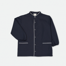 Tablier d'école garçon à col Mao marine de la marque Le Tablier Bobine.