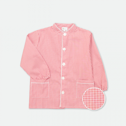 Saint Pierre Saint Paul - Tablier école garçon, col Mao – Carreaux Rouge