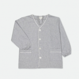 Tablier d'école garçon à col V gris de la marque Le Tablier Bobine.