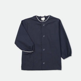 Tablier école mixte à pressions, court couleur marine de la marque Le Tablier Bobine.