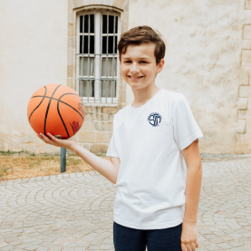 Sainte Marie Langon - Tee-shirt - Collège, blanc brodé au logo