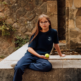 Tee-shirt manches courtes mixte brodé au logo, Ecole Notre Dame de Marseille – Marine
