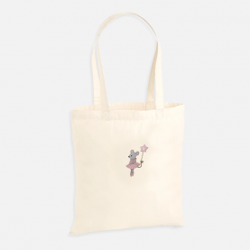 Tote bag brodé souris danseuse personnalisable