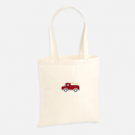 Tote bag brodé camion de pompier personnalisable